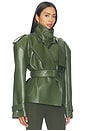 view 4 of 5 Faux Leather Short Trench in Dark Olive