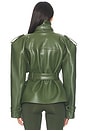 view 5 of 5 Faux Leather Short Trench in Dark Olive