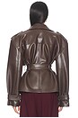 view 4 of 5 Faux Leather Belted Trench in Dark Chocolate