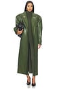 view 2 of 4 Double Collar Faux Leather Trench Coat in Dark Olive