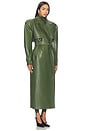 view 4 of 4 Double Collar Faux Leather Trench Coat in Dark Olive