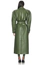 view 5 of 4 Double Collar Faux Leather Trench Coat in Dark Olive
