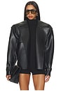 view 2 of 5 GABARDINA CORTA VLEATHER CROPPED TRENCH COAT in Black