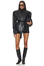view 6 of 5 GABARDINA CORTA VLEATHER CROPPED TRENCH COAT in Black