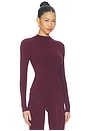 view 2 of 4 Mock Neck Top in Burgundy