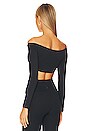 view 3 of 4 Good Vibrations Curve Contour Scoop Neck Top in Black