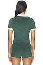 view 3 of 4 Flower Valley Terry Cotton Contrast Collar Top in Sunflower in Green