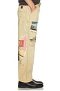 view 5 of 7 Just Like It Began Painters Pant All Over Artwork in Worn Tan