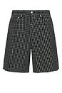 view 1 of 4 Plaid Baggy Denim Shorts in Black Multi