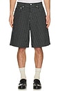 view 4 of 4 Plaid Baggy Denim Shorts in Black Multi