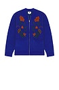 view 4 of 4 Floral Zip Cardigan in Surf Blue