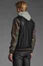 view 4 of 6 Varsity Hooded Leather Jacket in Black/Grey in Black & Grey