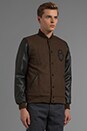 view 3 of 6 The O Varsity Jacket with Faux Leather Sleeve in Army
