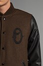 view 6 of 6 The O Varsity Jacket with Faux Leather Sleeve in Army