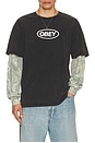 view 1 of 4 Oval Layered Thermal Tee in Dusty Limo Black & Vintage Wood Camo