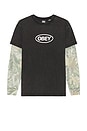 view 4 of 4 Oval Layered Thermal Tee in Dusty Limo Black & Vintage Wood Camo