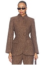 view 1 of 4 Tweed Tailored Blazer in Dark Brown
