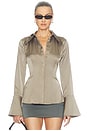 view 1 of 4 Satin Shirt in Taupe