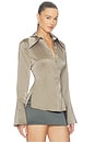 view 2 of 4 Satin Shirt in Taupe