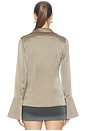 view 4 of 4 Satin Shirt in Taupe