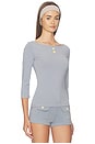 view 2 of 4 3/4 Boat Neck Top in Light Blue Grey