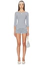 view 4 of 4 3/4 Boat Neck Top in Light Blue Grey