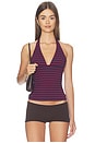 view 1 of 5 Halter Top in Red & Navy Stripe