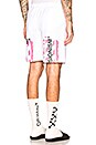 view 1 of 5 SHORT MAILLE FILET DIAGONAL STENCIL in Off White & Fuchsia