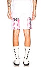 view 4 of 5 SHORT MAILLE FILET DIAGONAL STENCIL in Off White & Fuchsia