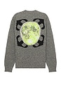 view 1 of 5 Arrow Moon Chunky Knit Crewneck in Grey & Black