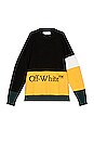 view 1 of 2 Color Block Off Crewneck Sweater in Black & Yellow