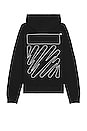 view 1 of 4 Wave Outline Diagonal Slim Hoodie in Black & White