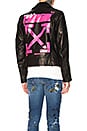 view 1 of 6 CHAQUETA MOTERA DE CUERO in Black & Fuchsia