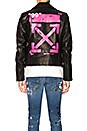 view 5 of 6 CHAQUETA MOTERA DE CUERO in Black & Fuchsia