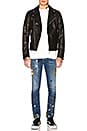view 6 of 6 CHAQUETA MOTERA DE CUERO in Black & Fuchsia