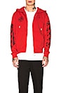 view 1 of 7 Diagonal Stencil Zip Hoodie in Red & Black