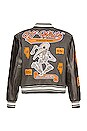 view 2 of 5 Leather Varsity Jacket in Grey & Multi