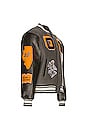 view 3 of 5 Leather Varsity Jacket in Grey & Multi