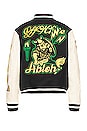 view 2 of 7 Graphics Leather Varsity Jacket in Black & Yellow