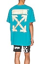view 1 of 5 Tape Arrows Over Tee in Blue & Beige in Petrol Blue