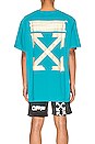 view 4 of 5 Tape Arrows Over Tee in Blue & Beige in Petrol Blue