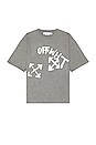 view 1 of 4 Paint Script Over Skate Short Sleeve T-Shirt in Melange Grey