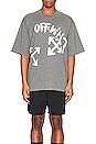 view 3 of 4 Paint Script Over Skate Short Sleeve T-Shirt in Melange Grey