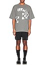 view 4 of 4 Paint Script Over Skate Short Sleeve T-Shirt in Melange Grey