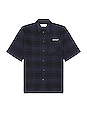 view 2 of 4 Outline Arrow Short Sleeve Flannel Shirt in Blue & Black
