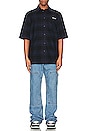 view 4 of 4 Outline Arrow Short Sleeve Flannel Shirt in Blue & Black