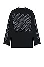 view 1 of 5 Scribble Diag Wide Long Sleeve T-shirt in Black & White