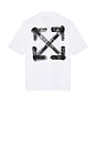 view 1 of 4 Spray Arrow Bowling Shirt in White & Black