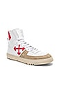 view 1 of 6 70s High Top Sneakers in White & Red