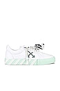 view 1 of 6 Low Vulcanized Eco Canvas Sneaker in White & Mint
